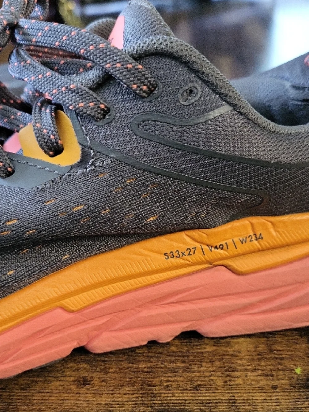 Hoka One One Gray Running Shoes with Coral And Orange Accents - Picture 5 of 12